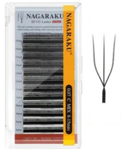 Rzęsy Nagaraku gotowe KĘPKI 3D UU-shape Mix D, 0.07, 8-15 mm